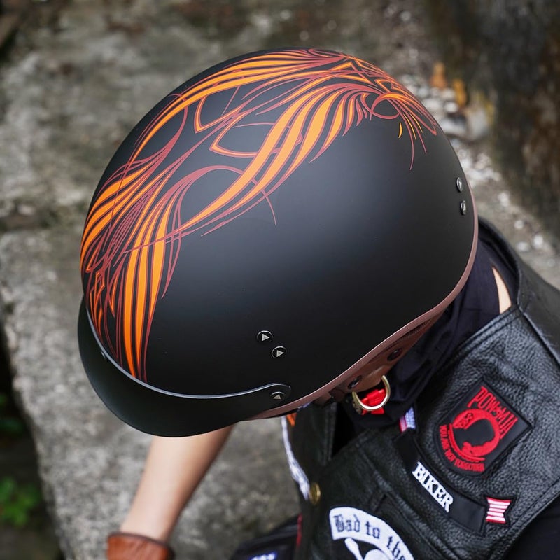 VCOROS Half Helmet Motorcycle DOT Approved Open Face Helmet with Sun Visor and Quick Release Buckle for Adults Men and Women (F07 Angel, L) - Image 5